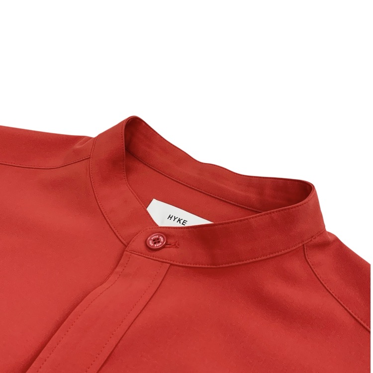 HYKE ハイク MAXI SHIRT DRESS スタンドカラーマキシシャツ ワンピース レッド 2 232-16180