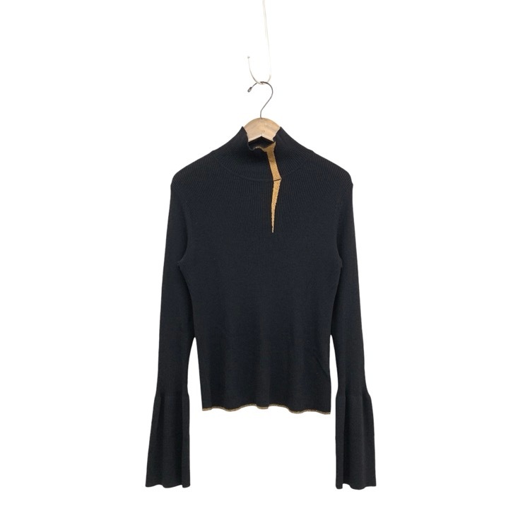 Mame Kurogouchi マメクロゴウチ Kintsugi High Neck Knitted Top 金継ぎハイネックニット ブラック 2 MM24FW-KN078