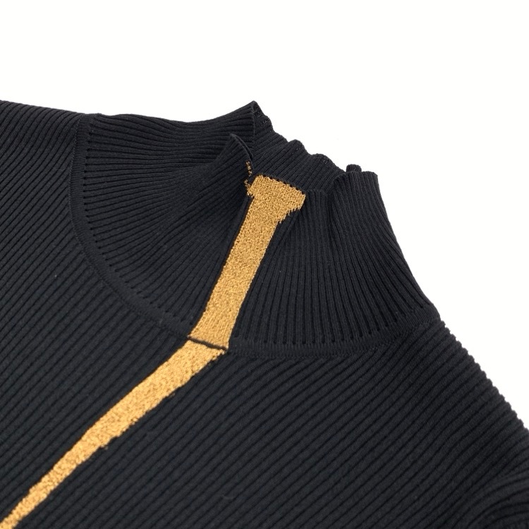 Mame Kurogouchi マメクロゴウチ Kintsugi High Neck Knitted Top 金継ぎハイネックニット ブラック 2 MM24FW-KN078