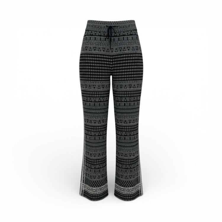 Mame Kurogouchi マメクロゴウチ Mishima Karatsu Small Floral Pattern Knitted Trousers 三島唐津ニットパンツ ネイビー 2 MM24FW-KN109