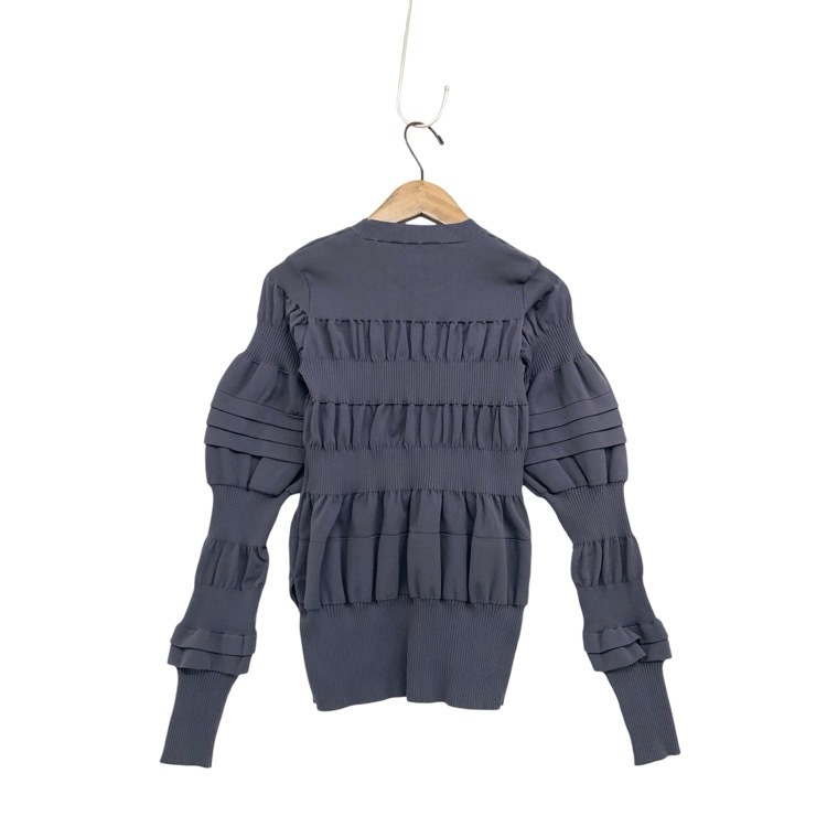 ENFOLD エンフォルド BUMPY PULLOVER 天竺リブ編みニットプルオーバー カットソー グレー 38 300HA470-1100