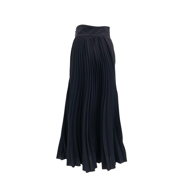 Mame Kurogouchi マメクロゴウチ Curved Pleated Flared Skirt カーブプリーツフレアスカート ネイビー 2 MM22FW-SK042