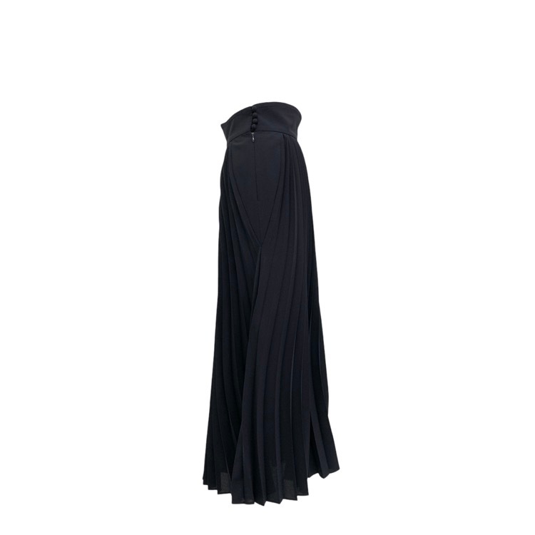 Mame Kurogouchi マメクロゴウチ Curved Pleated Flared Skirt カーブプリーツフレアスカート ネイビー 2 MM22FW-SK042