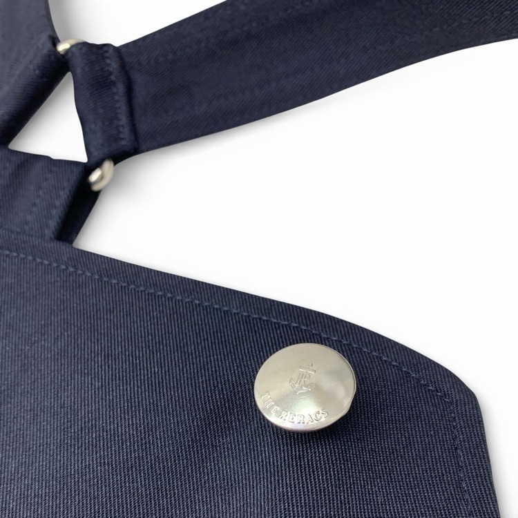 THE RERACS ザ リラクス GUNFLAP APRON DRESS ガンフラップエプロンワンピース ダークネイビー×ブラウン 38 23SS-REOP-121L-J