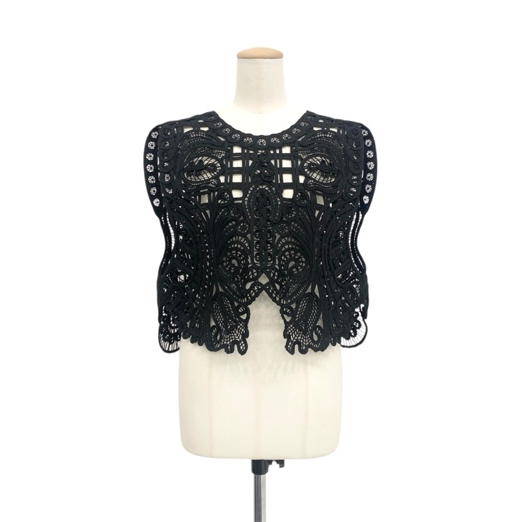 Mame Kurogouchi マメクロゴウチ Cord Embroidery Vest コード刺繍ベスト ブラック F MM24FW-SH091