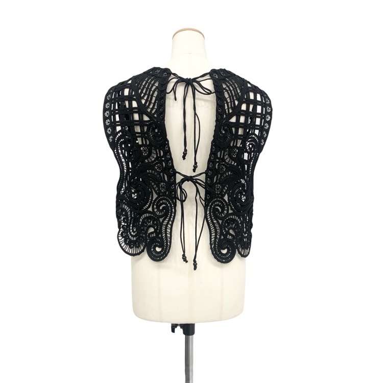 Mame Kurogouchi マメクロゴウチ Cord Embroidery Vest コード刺繍ベスト ブラック F MM24FW-SH091