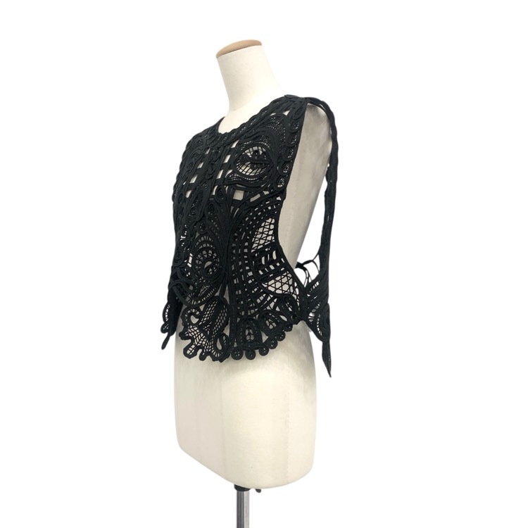 Mame Kurogouchi マメクロゴウチ Cord Embroidery Vest コード刺繍ベスト ブラック F MM24FW-SH091