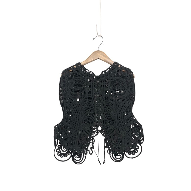 Mame Kurogouchi マメクロゴウチ Cord Embroidery Vest コード刺繍ベスト ブラック F MM24FW-SH091