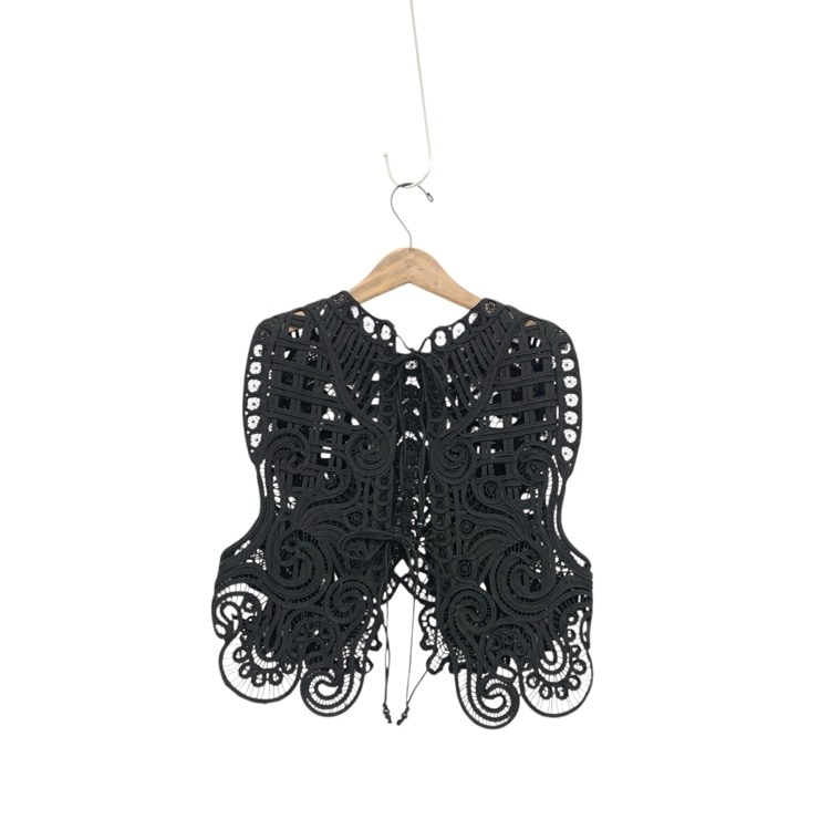 Mame Kurogouchi マメクロゴウチ Cord Embroidery Vest コード刺繍ベスト ブラック F MM24FW-SH091