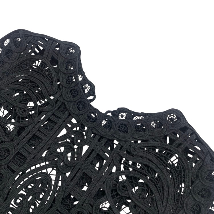 Mame Kurogouchi マメクロゴウチ Cord Embroidery Vest コード刺繍ベスト ブラック F MM24FW-SH091