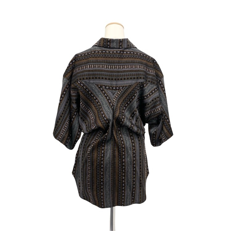 Mame Kurogouchi マメクロゴウチ Stripe Jacquard Open-Collar Shirt ミンサー織り ブラック 2 MM25SS-SH080