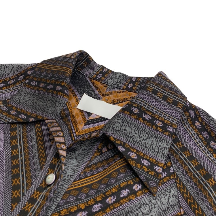 Mame Kurogouchi マメクロゴウチ Stripe Jacquard Open-Collar Shirt ミンサー織り ブラック 2 MM25SS-SH080