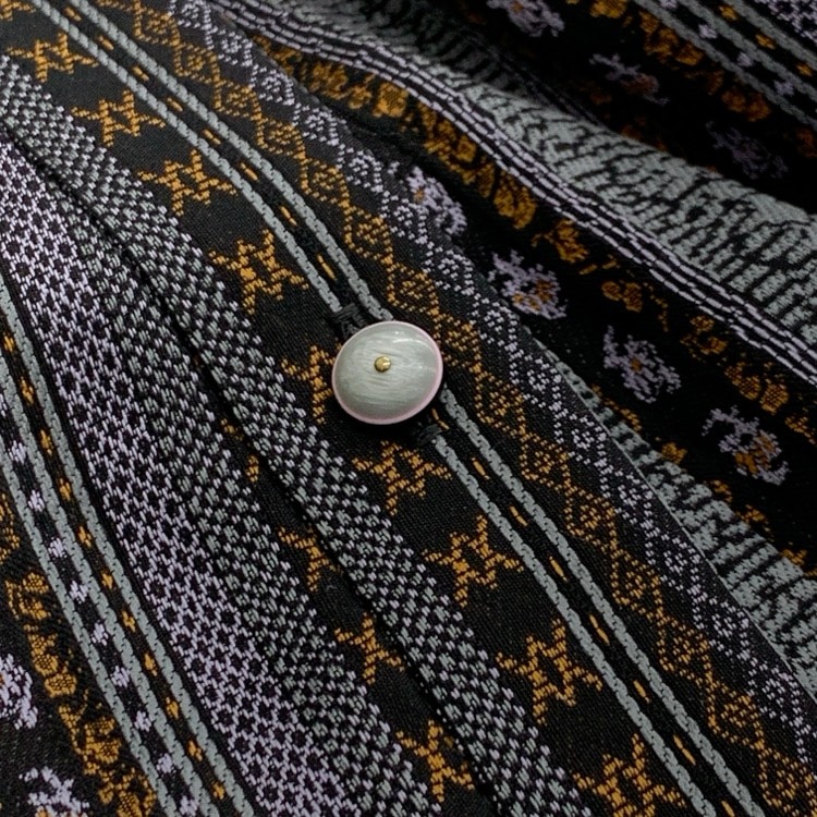 Mame Kurogouchi マメクロゴウチ Stripe Jacquard Open-Collar Shirt ミンサー織り ブラック 2 MM25SS-SH080