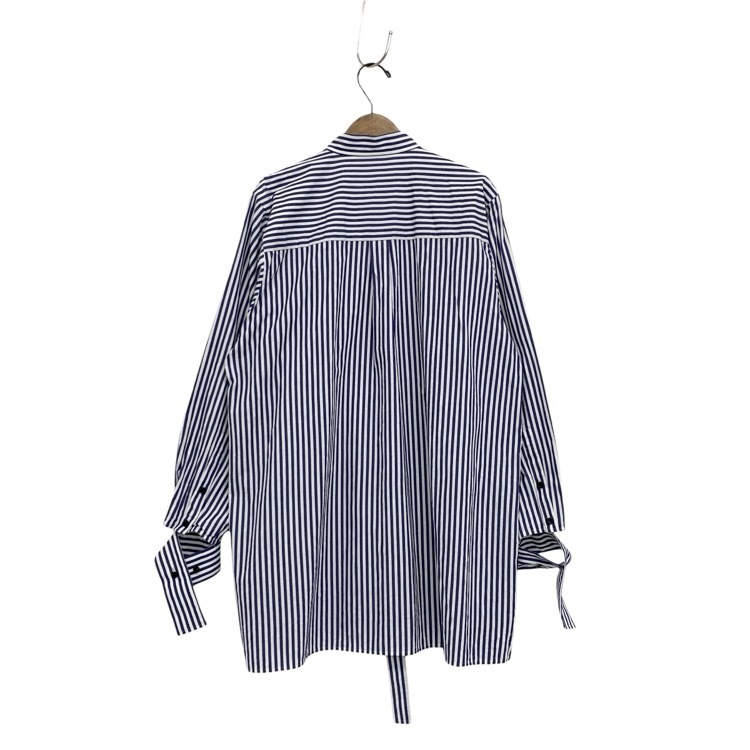 ENFOLD エンフォルド LONG-COLLAR SHIRT ストライプデザインシャツ ブラウス ブルー 38 300GA230-1470