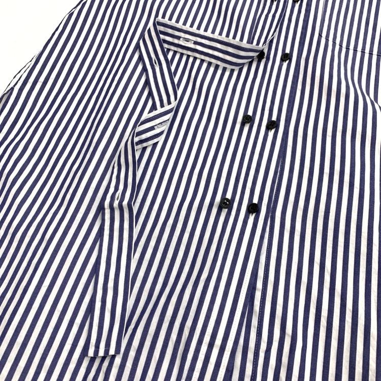 ENFOLD エンフォルド LONG-COLLAR SHIRT ストライプデザインシャツ ブラウス ブルー 38 300GA230-1470