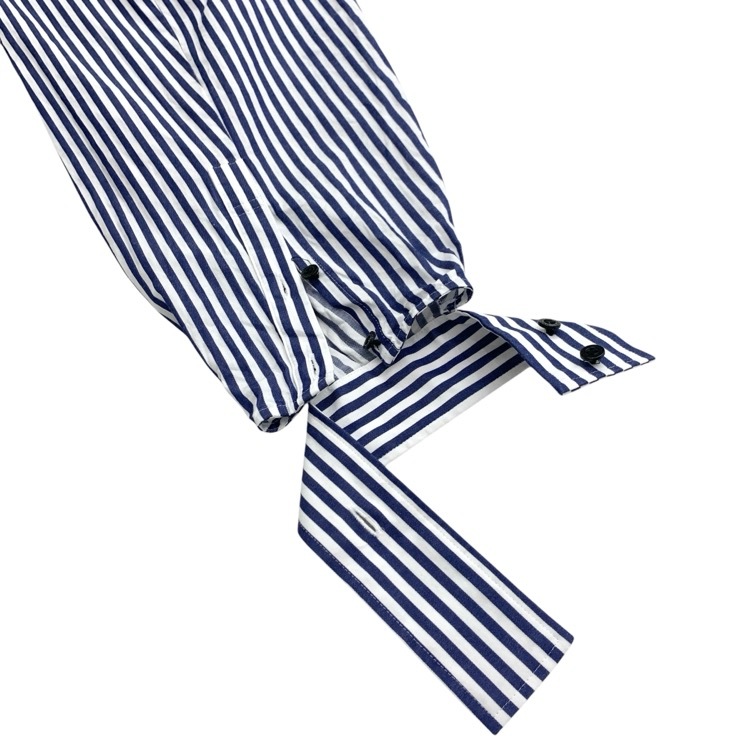 ENFOLD エンフォルド LONG-COLLAR SHIRT ストライプデザインシャツ ブラウス ブルー 38 300GA230-1470