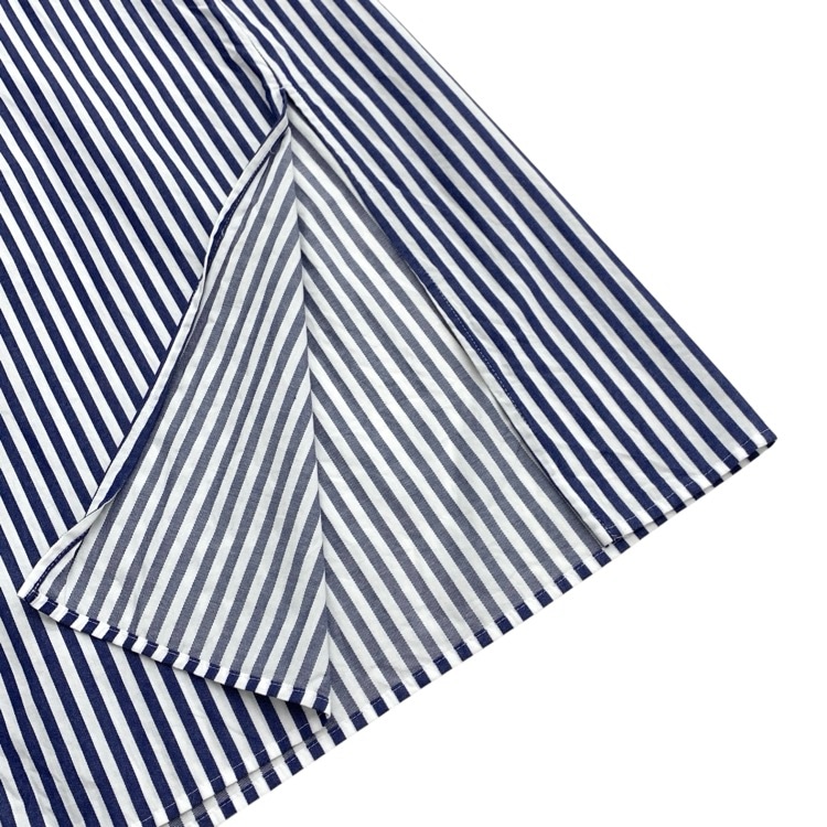 ENFOLD エンフォルド LONG-COLLAR SHIRT ストライプデザインシャツ ブラウス ブルー 38 300GA230-1470