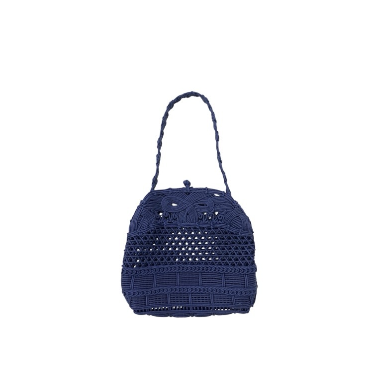 未使用品 Mame Kurogouchi マメクロゴウチ Cord Embroidery Hanakago Mini Hand Bag 花籠ハンドバッグ ネイビー F MM23FW-AC310