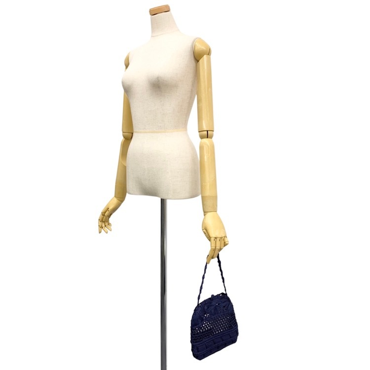 未使用品 Mame Kurogouchi マメクロゴウチ Cord Embroidery Hanakago Mini Hand Bag 花籠ハンドバッグ ネイビー F MM23FW-AC310