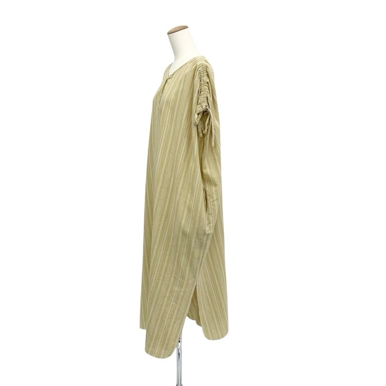 2025SS PHEENY フィーニー Cotton stripe N/S dress コットンストライプノースリーブワンピース ライム F PS25-OP02