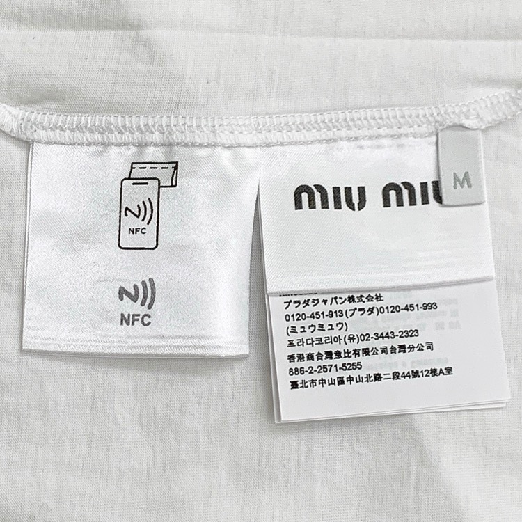 miu miu ミュウミュウ ハートロゴ 半袖 Tシャツ ホワイト M AMM120231983 RFIDタグ