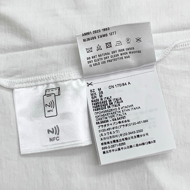 miu miu ミュウミュウ ハートロゴ 半袖 Tシャツ ホワイト M AMM120231983 RFIDタグ