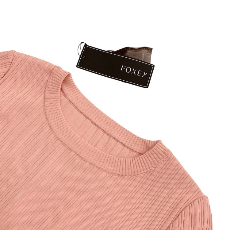 FOXEY フォクシー ニットトップ マルティーニ Knit Top “Martini” ハーフスリーブ サーモンピンク 38 45838-KSTOG