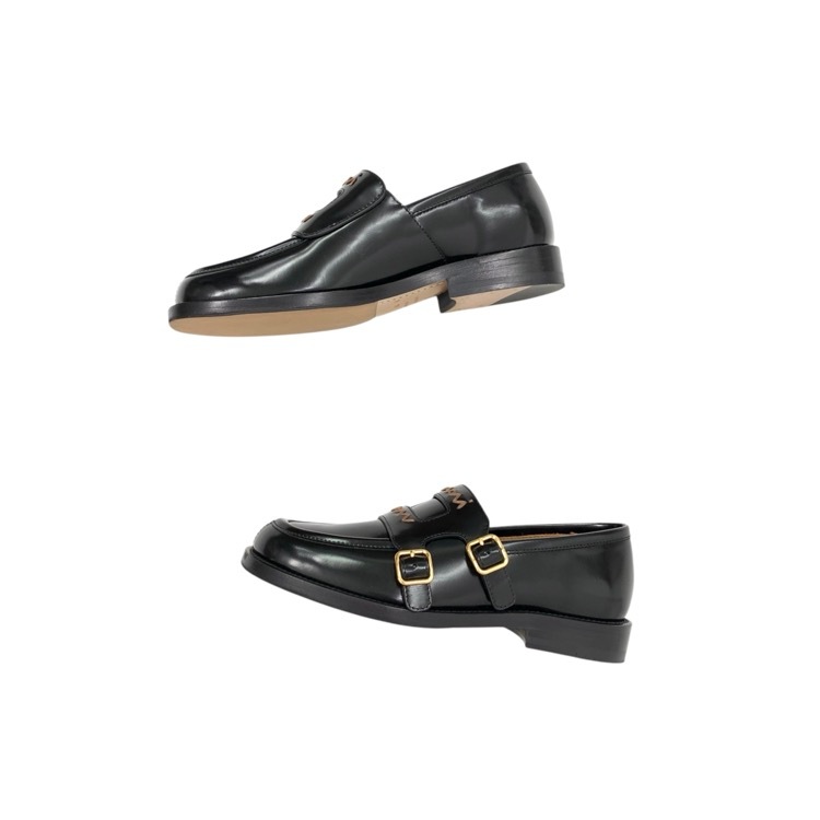 MARNI マルニ ダブルバックルカーフレザーローファー Bambi 3.0 ブラック 36 MOMS006002