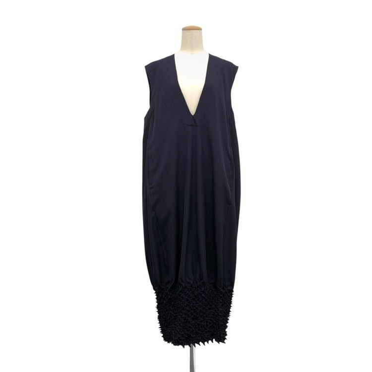 TELMA テルマ SHIBORI DRESS ノースリーブシボリ ワンピース ネイビー 34 TLM23FH072