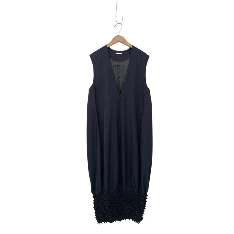 TELMA テルマ SHIBORI DRESS ノースリーブシボリ ワンピース ネイビー 34 TLM23FH072