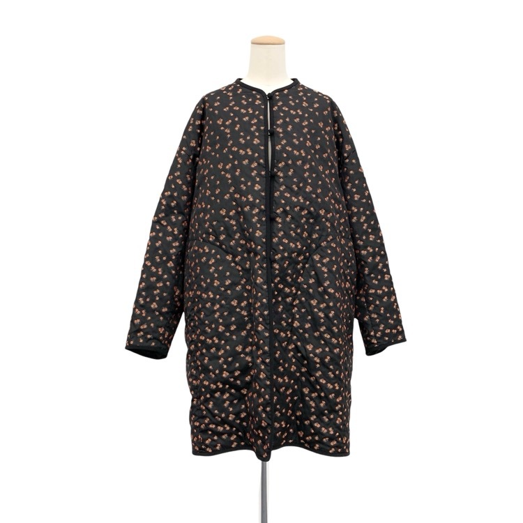 Mame Kurogouchi マメクロゴウチ Osmanthus Motif Jacquard Coat 金木犀モチーフジャガードコート ブラック 2 MM21FW-CO507