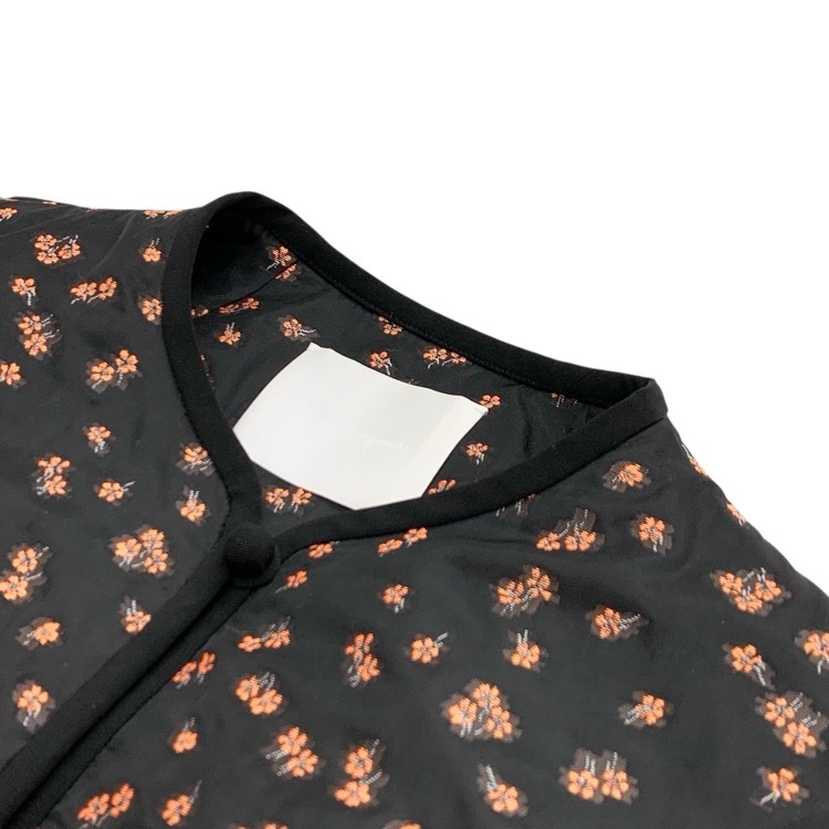 Mame Kurogouchi マメクロゴウチ Osmanthus Motif Jacquard Coat 金木犀モチーフジャガードコート ブラック 2 MM21FW-CO507