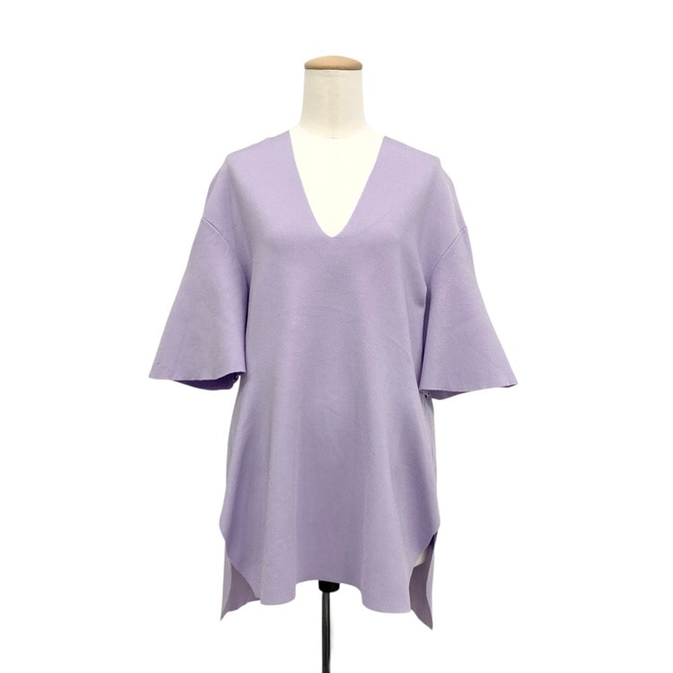 Mame Kurogouchi マメクロゴウチ Milano Ribbed V-Neck Top ミラノリブVネックニットトップス ラベンダー 1 MM22SS-KN047