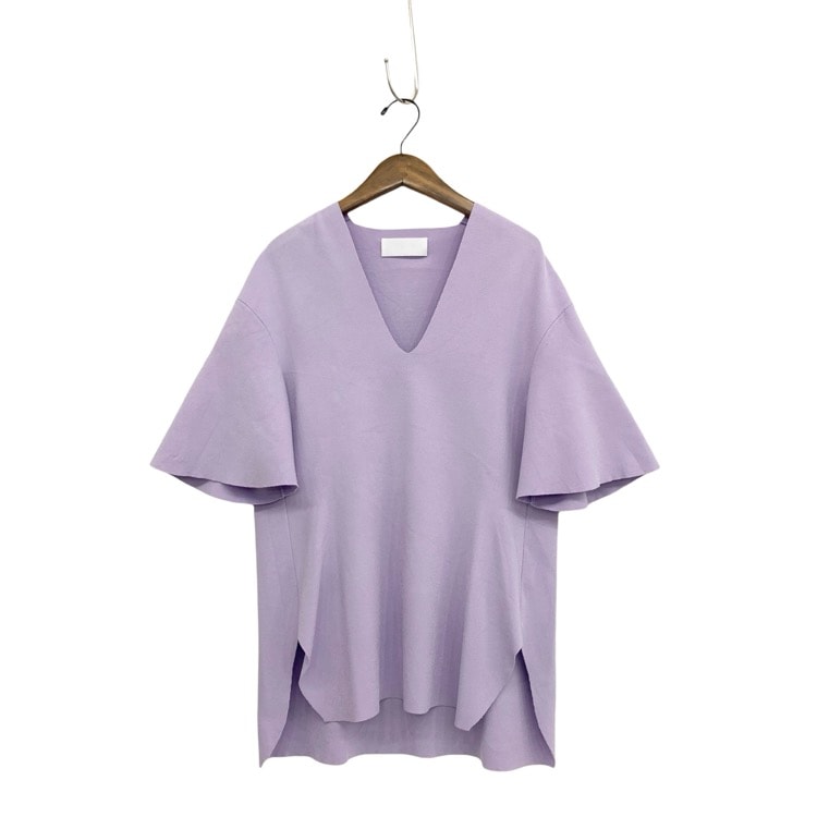 Mame Kurogouchi マメクロゴウチ Milano Ribbed V-Neck Top ミラノリブVネックニットトップス ラベンダー 1 MM22SS-KN047