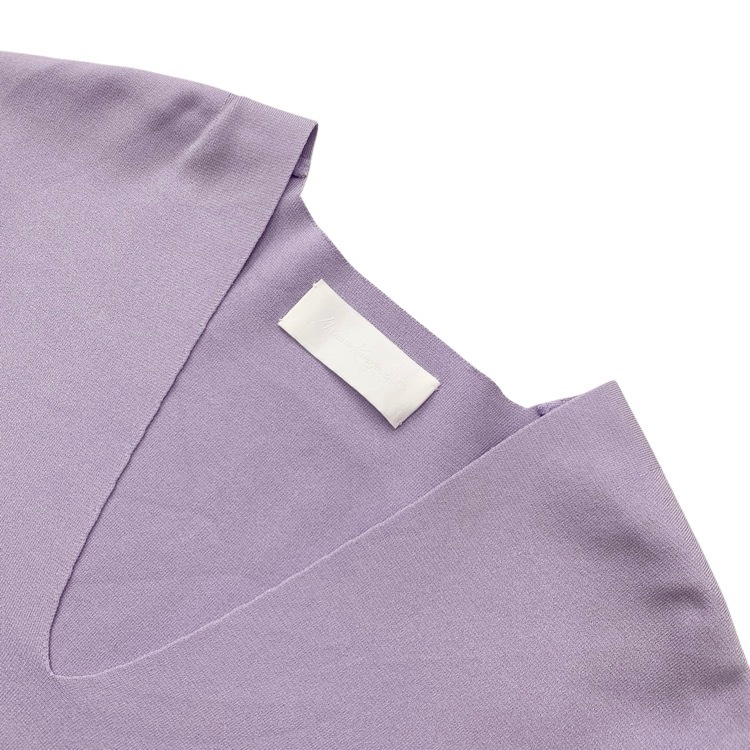 Mame Kurogouchi マメクロゴウチ Milano Ribbed V-Neck Top ミラノリブVネックニットトップス ラベンダー 1 MM22SS-KN047