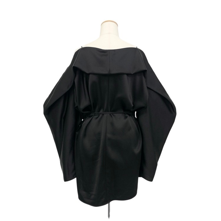 Mame Kurogouchi マメクロゴウチ Embossed Leather Motif Triacetate Top オフショルダー ブラウス ブラック 2 MM25FW-SH055