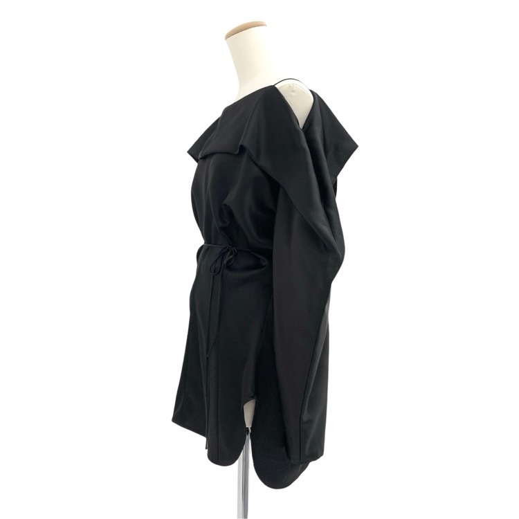 Mame Kurogouchi マメクロゴウチ Embossed Leather Motif Triacetate Top オフショルダー ブラウス ブラック 2 MM25FW-SH055