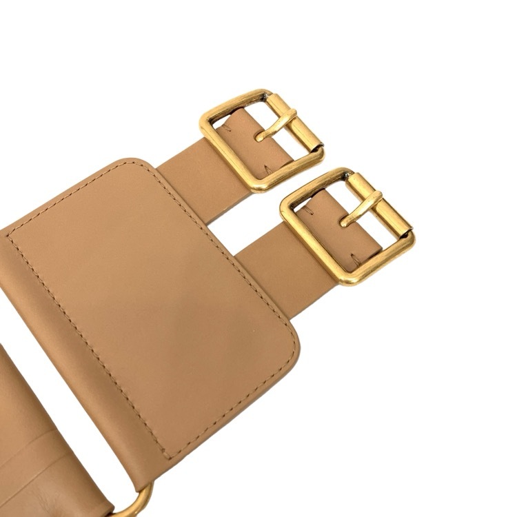 Christian Dior クリスチャンディオール ワイド レザー ロゴベルト キャメル 75