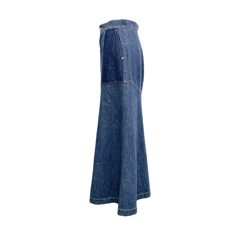 Mame Kurogouchi マメクロゴウチ Trapeze Demin Skirt デニムフレア スカート ブルー 2 MM22PF-SK714