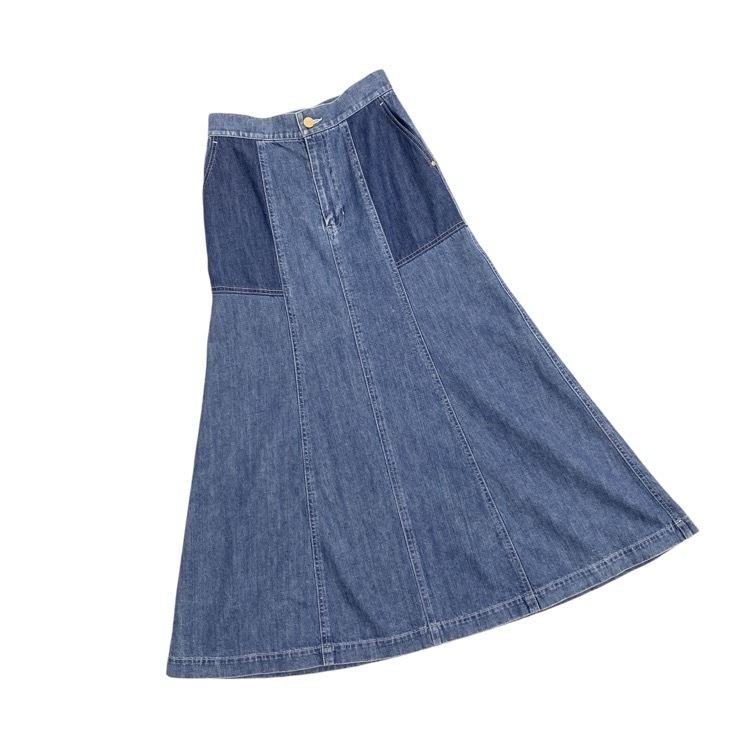 Mame Kurogouchi マメクロゴウチ Trapeze Demin Skirt デニムフレア スカート ブルー 2 MM22PF-SK714