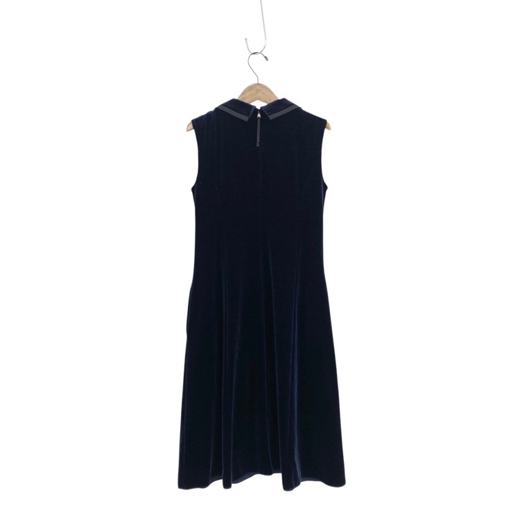 VELOUR NOIR by FOXEY NEWYORK フォクシー ドレス ティアラ ベロア 白襟2way ミッドナイトブルー 38 44838-VA00E