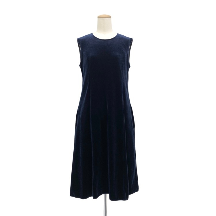 VELOUR NOIR by FOXEY NEWYORK フォクシー ドレス ティアラ ベロア 白襟2way ミッドナイトブルー 38 44838-VA00E