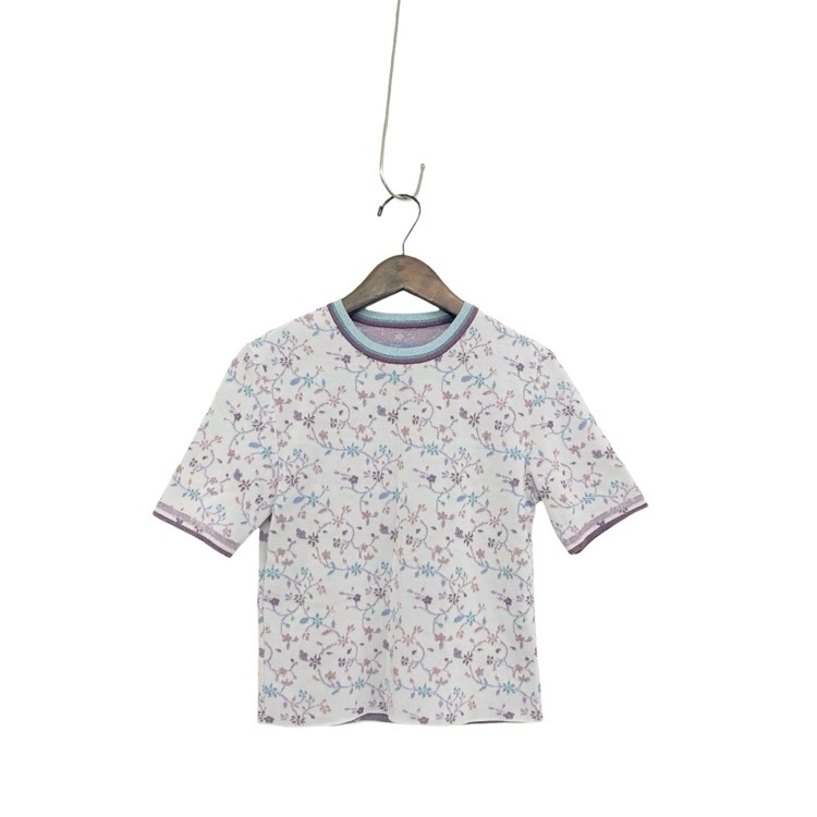 Mame Kurogouchi マメクロゴウチ Floral Motif Glitter Short Sleeve Knit Top ショート丈 ニット トップス ホワイト 1 MM26SS-KN008