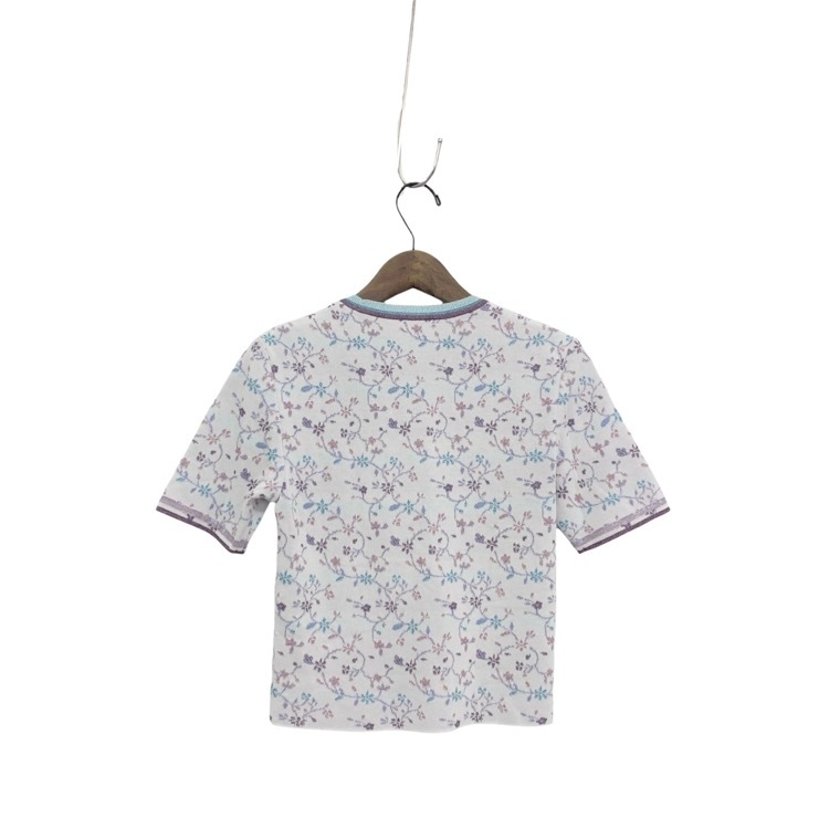 Mame Kurogouchi マメクロゴウチ Floral Motif Glitter Short Sleeve Knit Top ショート丈 ニット トップス ホワイト 1 MM26SS-KN008