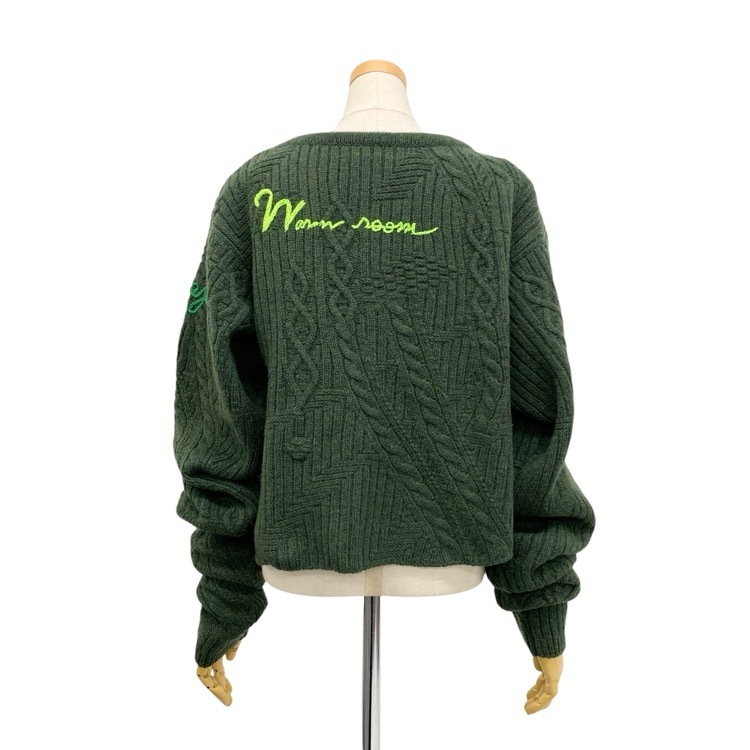 未使用品 Mame Kurogouchi マメクロゴウチ Cable Knit Loose Top with Hand Stitched Letter ゆめ ニット 刺繍 セーター 1 MM22FW-KN030