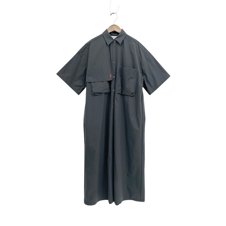 未使用品 nagonstans ナゴンスタンス half-sleeves shirt-dress ハーフスリーブシャツドレスワンピース セメント S 470HA433-0270