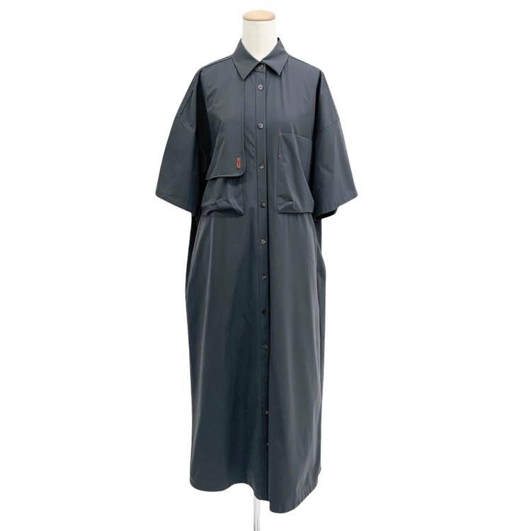 未使用品 nagonstans ナゴンスタンス half-sleeves shirt-dress ハーフスリーブシャツドレスワンピース セメント S 470HA433-0270