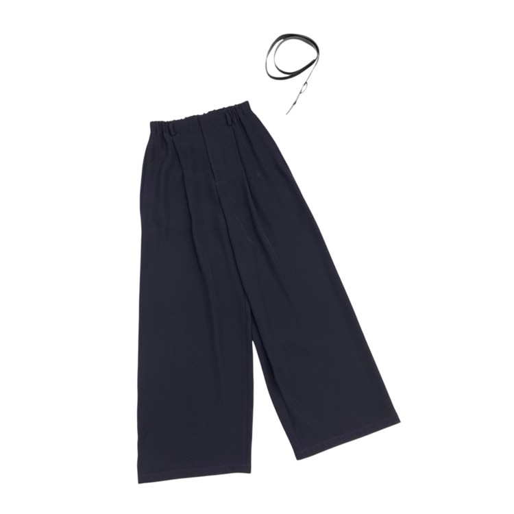 ENFOLD エンフォルド BELT WIDE-TROUSERS ベルトワイドトラウザー パンツ ネイビー 38 300HA231-0580