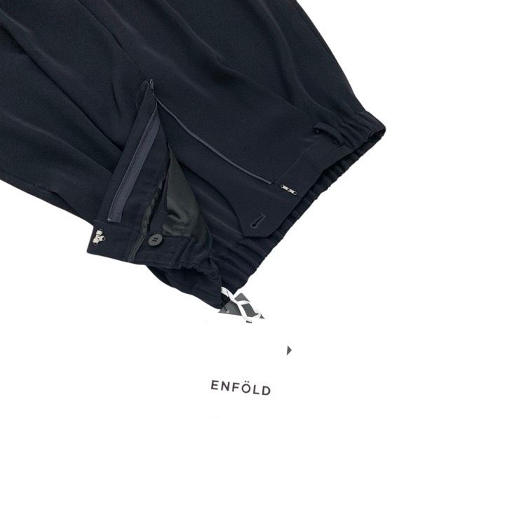 ENFOLD エンフォルド BELT WIDE-TROUSERS ベルトワイドトラウザー パンツ ネイビー 38 300HA231-0580