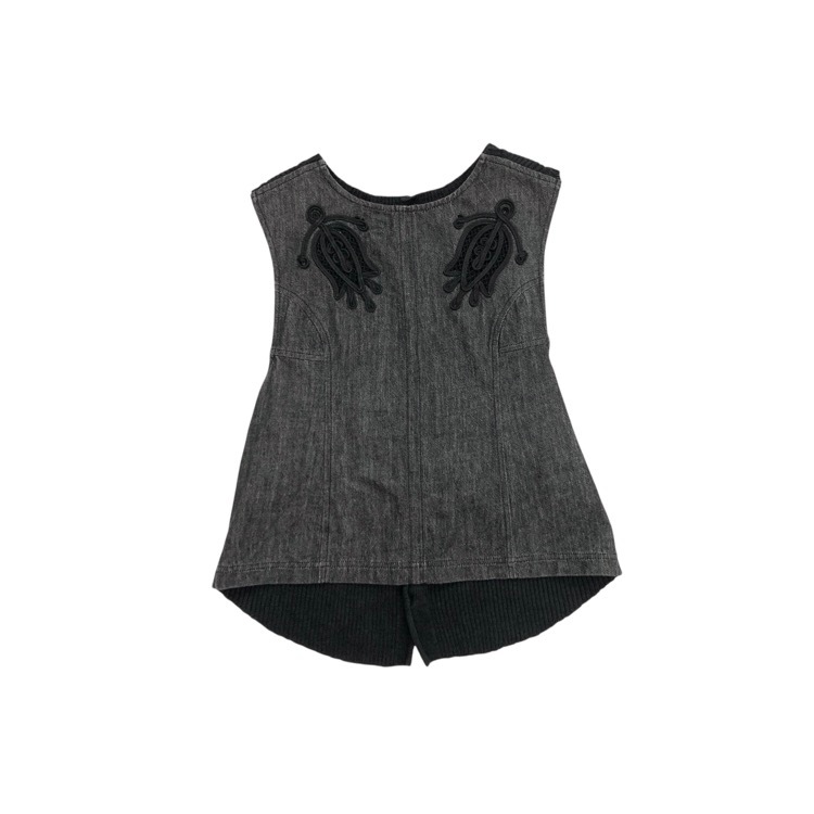 Mame Kurogouchi マメクロゴウチ Embroidered Denim Tops コード刺繍 デニムベスト ブラック 1 MM21PS-JK702
